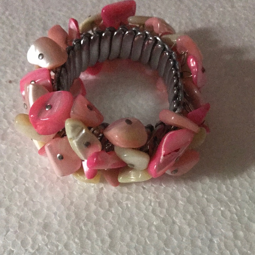 Pink Shell Bead Stretch Bracelet - Women Jewelry